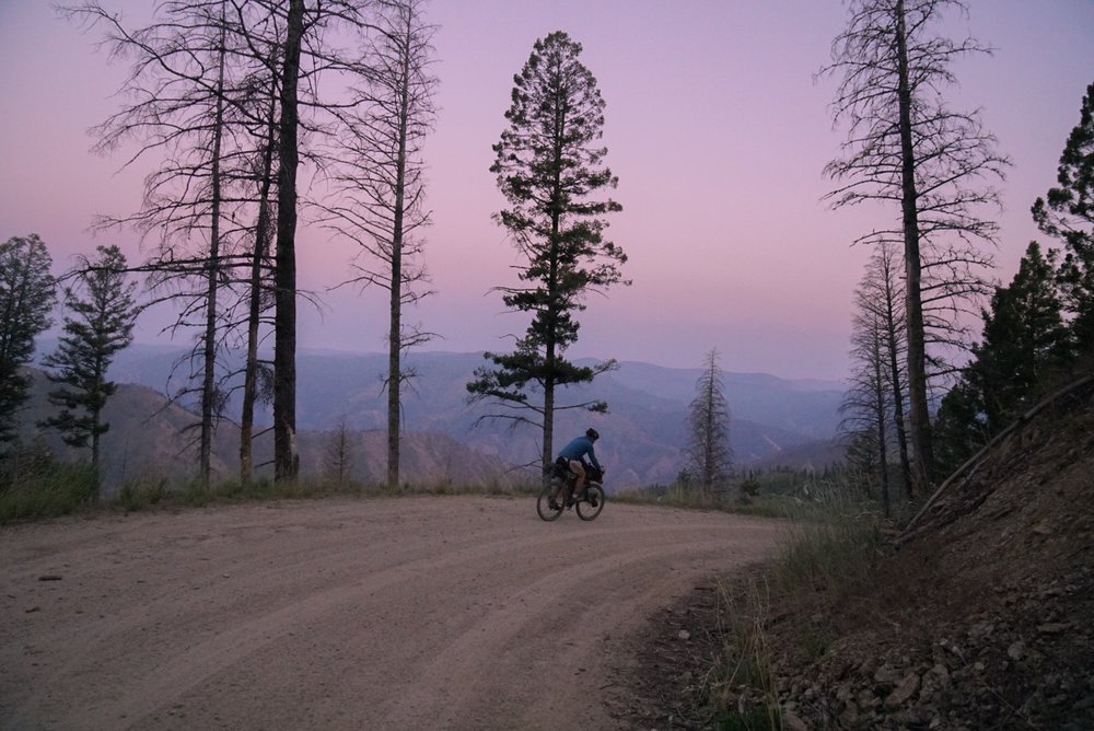 Descending at sunset in the Bitterroot mountains